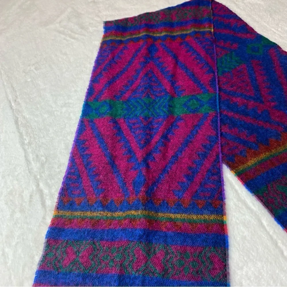 Berkshire Acrylic Purple Blue Green Geo Design Scarf